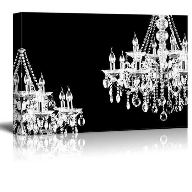 Canvas 32"x48" Crystal Chandelier on Glittering Golden Background wall26